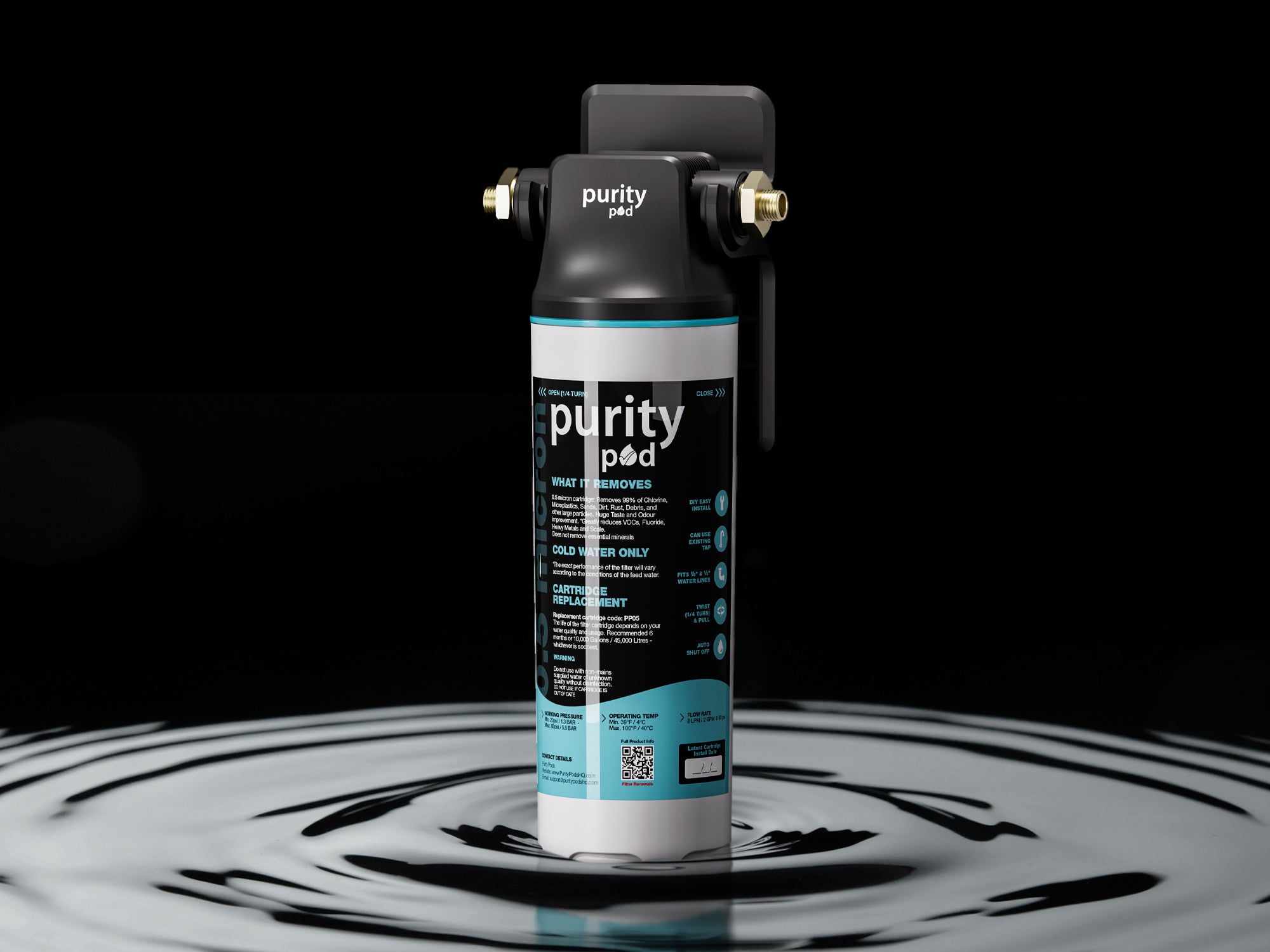 Easy Fit No Plumber PurityPod 0.5-micron Water Filter for Homes and Offices
